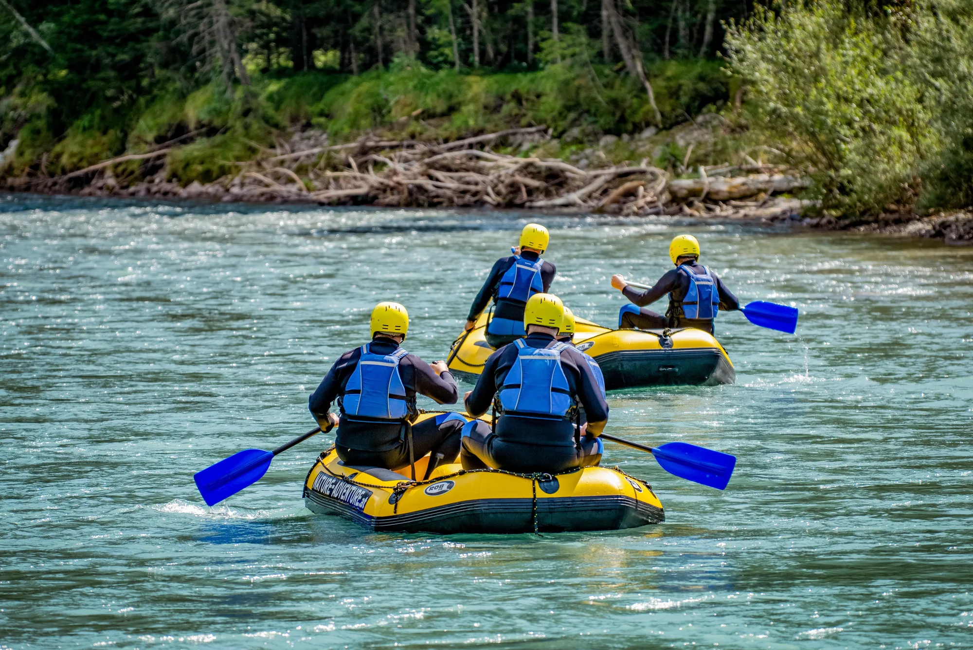 Raftingboote auf dem wilden Lech
